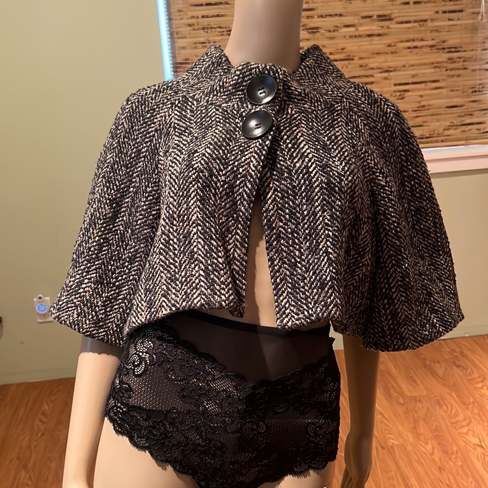 Theory Heavy Tweed Crop Jacket In Black Brown Multi-colored Size L
